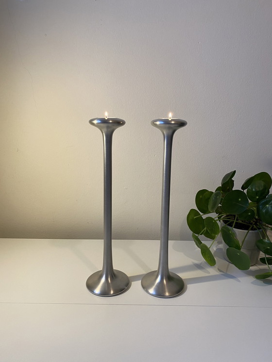 Image 1 of Vintage aluminium kandelaars design Carl Öjerstam, Ikea Kägla