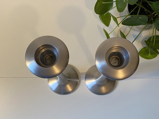 Image 1 of Vintage aluminium kandelaars design Carl Öjerstam, Ikea Kägla