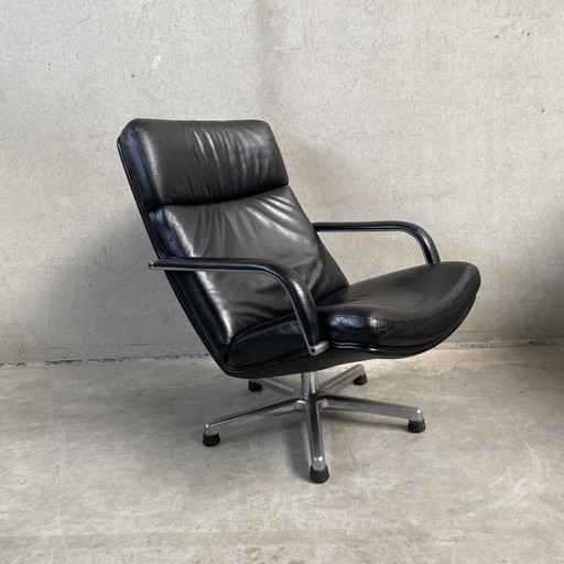 Artifort F141 leren draai fauteuil Geoffrey Harcourt