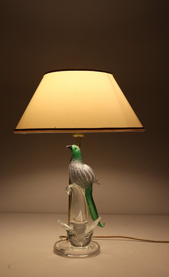 Image 1 of Lamp/tafellamp van Murano glas met vogelsculptuur, Italië, jaren 1970