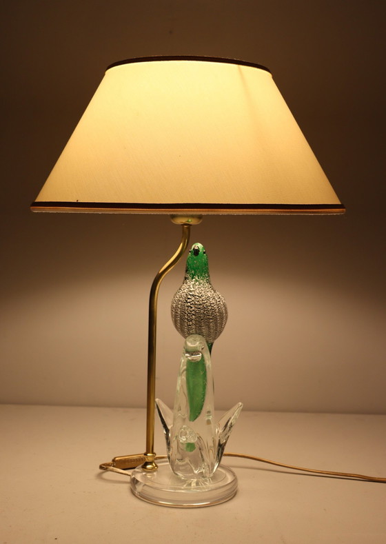 Image 1 of Lamp/tafellamp van Murano glas met vogelsculptuur, Italië, jaren 1970