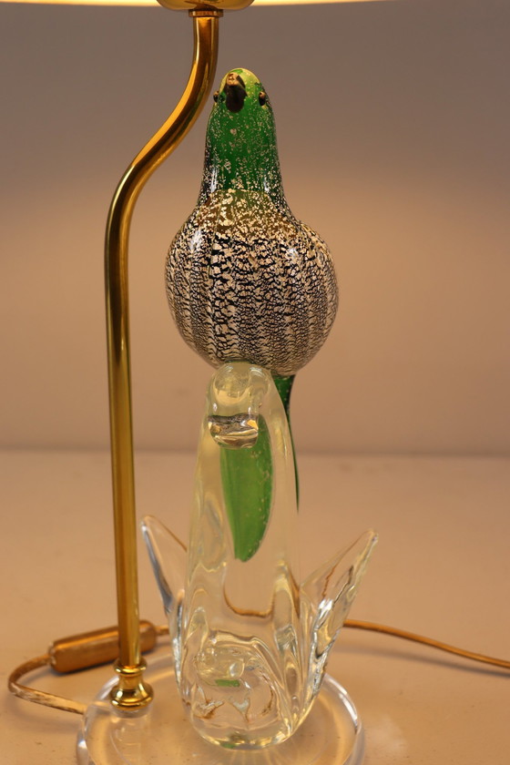 Image 1 of Lamp/tafellamp van Murano glas met vogelsculptuur, Italië, jaren 1970