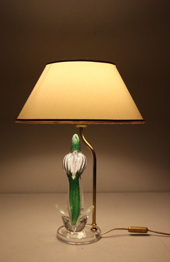 Image 1 of Lamp/tafellamp van Murano glas met vogelsculptuur, Italië, jaren 1970