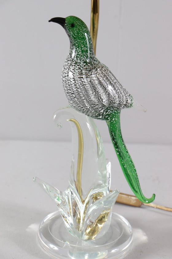 Image 1 of Lamp/tafellamp van Murano glas met vogelsculptuur, Italië, jaren 1970