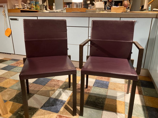 2X2 Kff Eetkamerstoelen Paars Leer