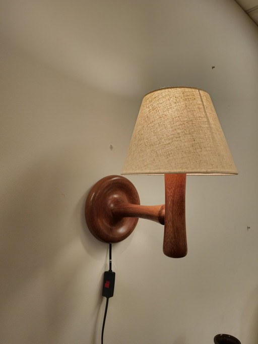 Vintage Dyrlund Deense Wandlamp Lamp Teak Linnen