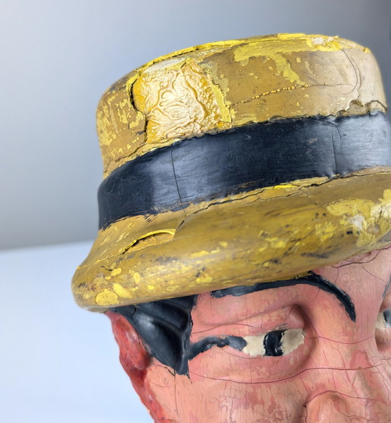 Image 1 of Antiek Dean Martin Reclame Houten Hoofd, 1950S