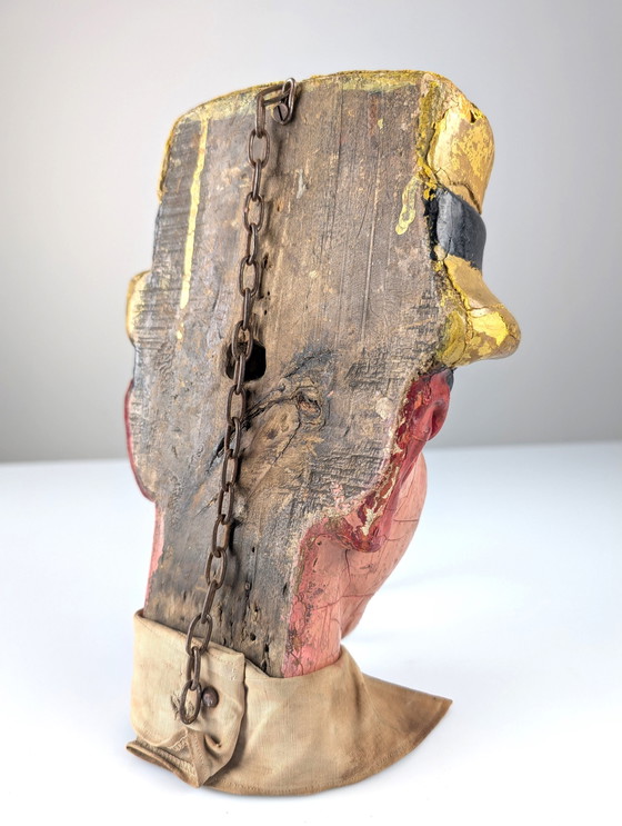 Image 1 of Antiek Dean Martin Reclame Houten Hoofd, 1950S