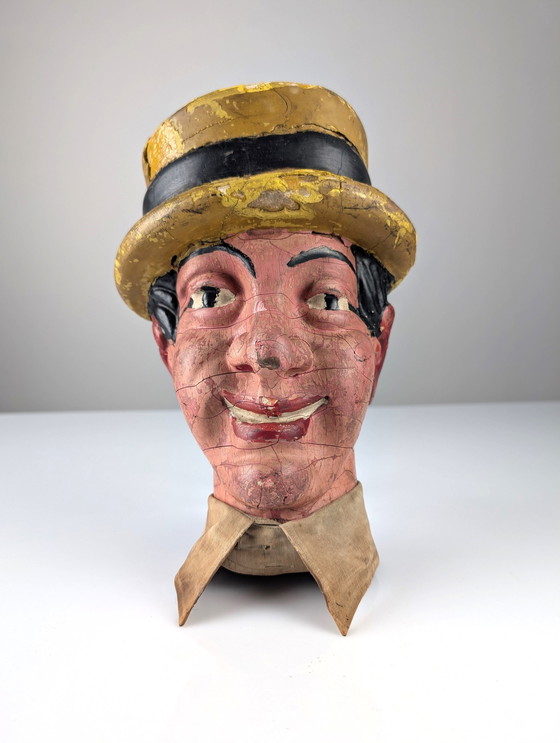 Image 1 of Antiek Dean Martin Reclame Houten Hoofd, 1950S