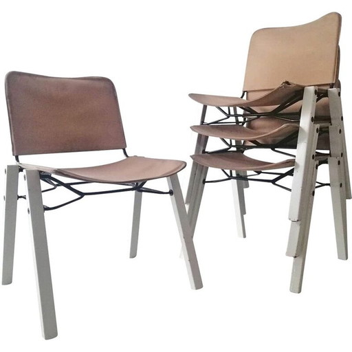 Set van 4 vintage eetkamerstoelen, Italiaans 1970