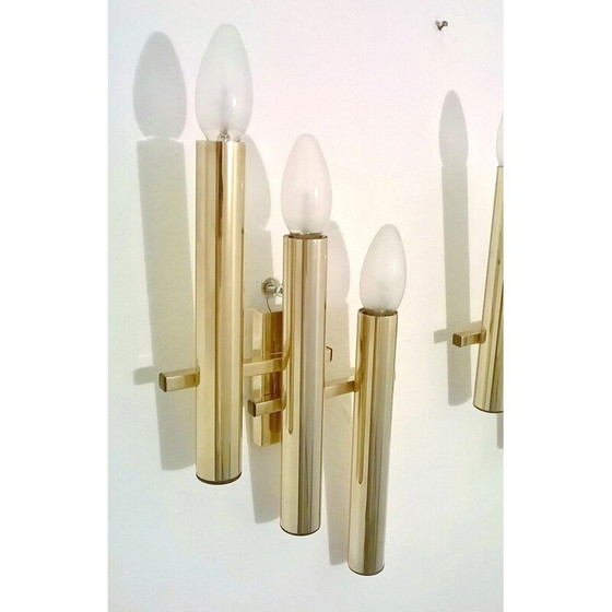 Image 1 of Paar vintage Gaetano Sciolari wandlampen, Italië 1970