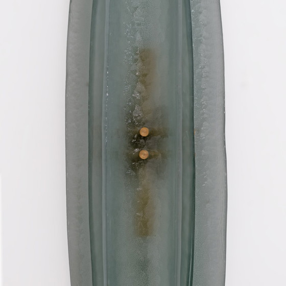 Image 1 of 2x Mid Century Moderne Aqua Groene Murano Glazen Wandlampen