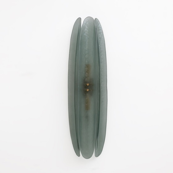 Image 1 of 2x Mid Century Moderne Aqua Groene Murano Glazen Wandlampen