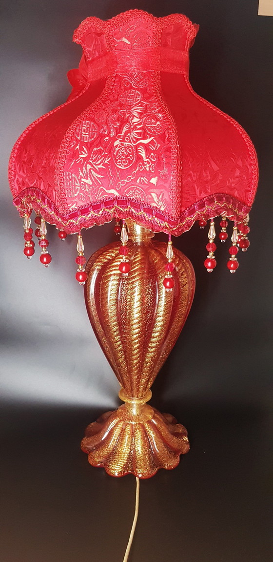 Image 1 of 40'S Barovier&Toso Grote Murano Glazen Coordonato D'Oro Tafellamp