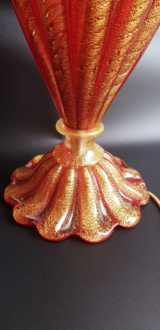 Image 1 of 40'S Barovier&Toso Grote Murano Glazen Coordonato D'Oro Tafellamp