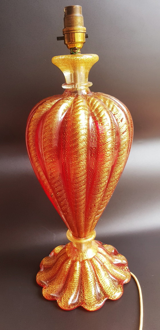 Image 1 of 40'S Barovier&Toso Grote Murano Glazen Coordonato D'Oro Tafellamp