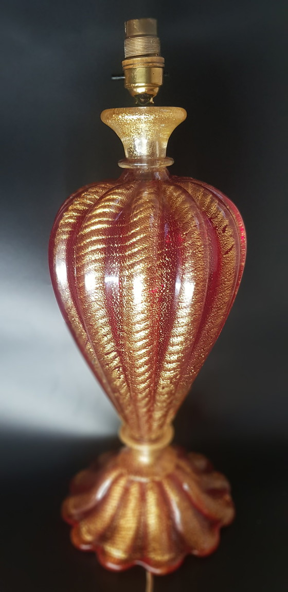 Image 1 of 40'S Barovier&Toso Grote Murano Glazen Coordonato D'Oro Tafellamp