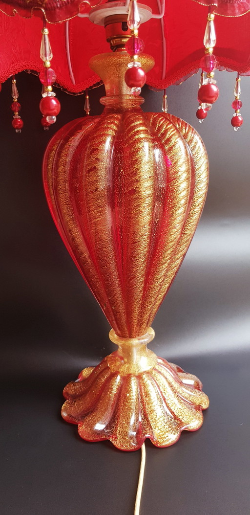 40'S Barovier&Toso Grote Murano Glazen Coordonato D'Oro Tafellamp