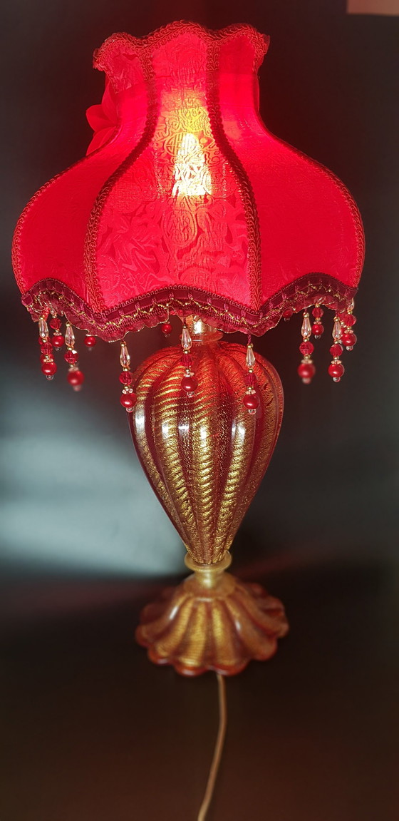 Image 1 of 40'S Barovier&Toso Grote Murano Glazen Coordonato D'Oro Tafellamp