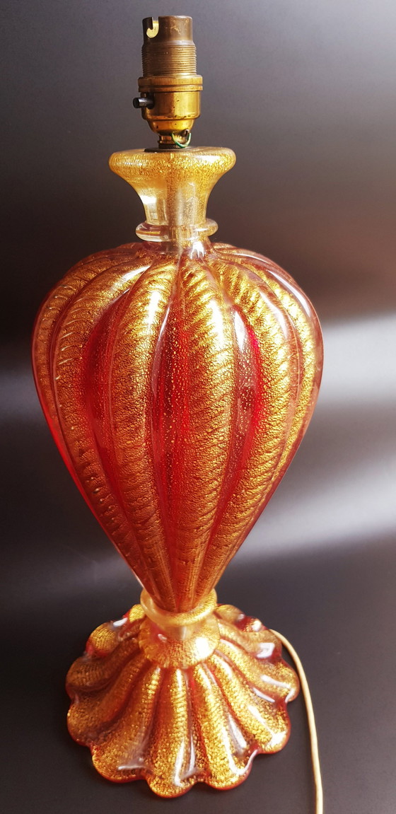 Image 1 of 40'S Barovier&Toso Grote Murano Glazen Coordonato D'Oro Tafellamp