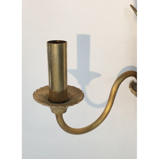 Image 1 of Paar vintage bronzen en messing palmboom wandlampen, 1970