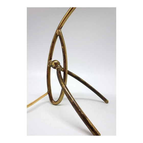 Image 1 of Geel gelakt aluminium en messing lamp, 1950