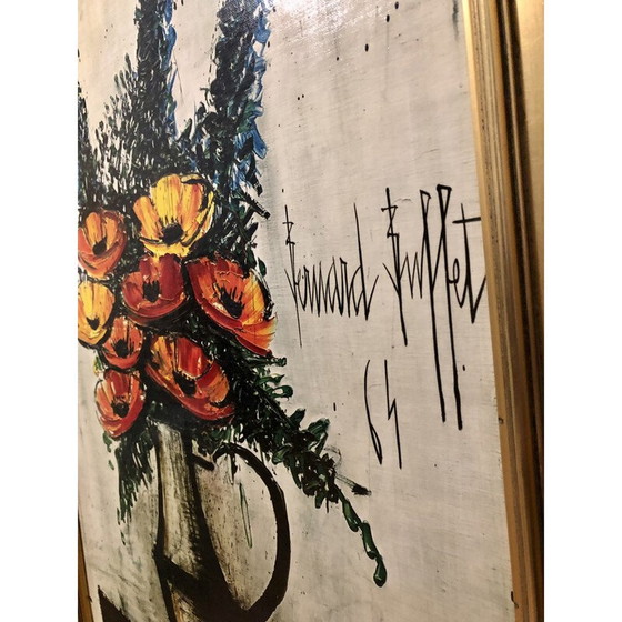 Image 1 of Vintage schilderij "Les coquelicots" met vergulde houten lijst door Bernard Buffet, jaren 1964