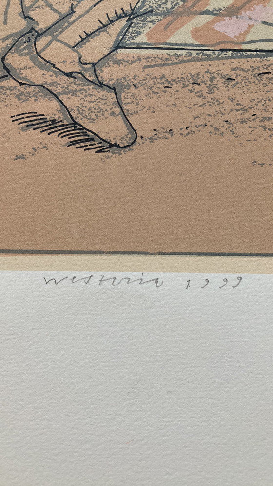 Image 1 of Co Westerik - Lezende man aan tafel