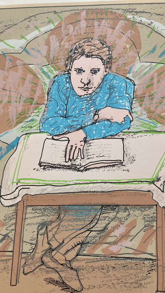 Image 1 of Co Westerik - Lezende man aan tafel