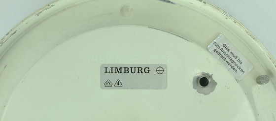 Image 1 of vintage glazen plafondarmatuur limburg A 637 getextureerd verguld aluminium jaren 70