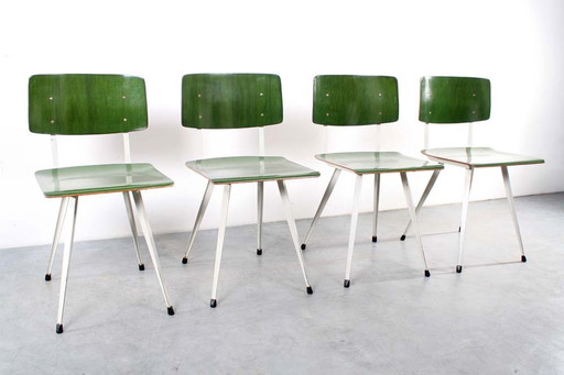 4x Vintage schoolstoelen