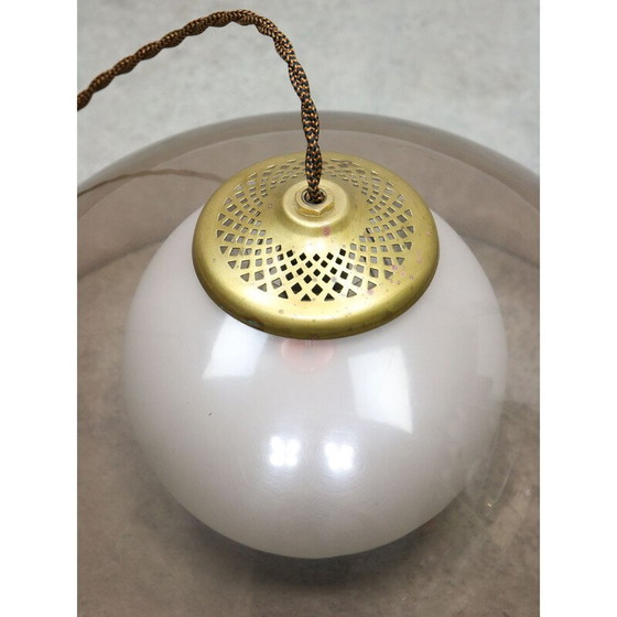 Image 1 of Vintage Space Age hanglamp van messing en opaline, Italië