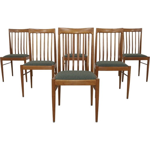 Set van 6 vintage teakhouten en wollen eetkamerstoelen door H.W. Klein voor Bramin, 1970