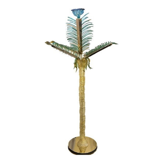 Image 1 of 70'S Vintage Palm Murano Glazen Vloerlamp