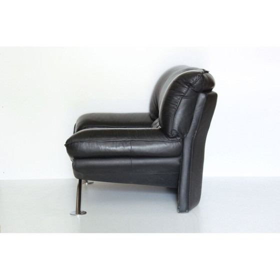 Image 1 of Vintage zwarte leren fauteuil, jaren '80