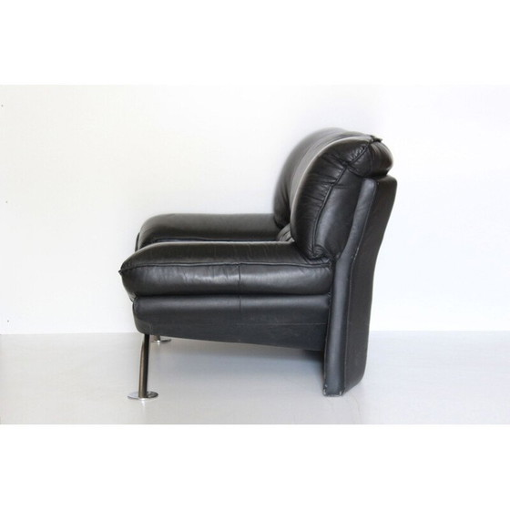 Image 1 of Vintage zwarte leren fauteuil, jaren '80