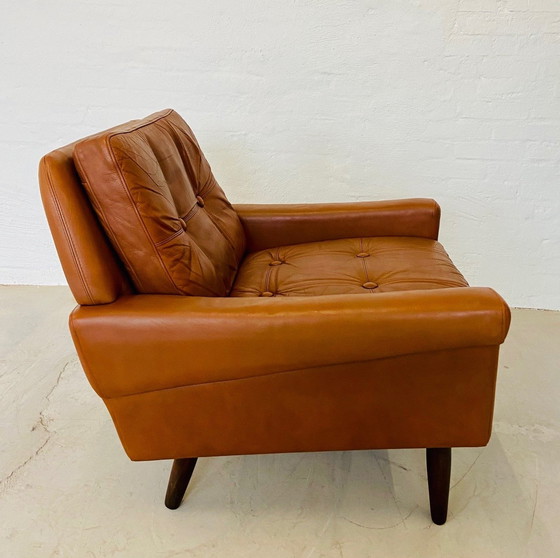 Image 1 of Vintage Retro Deense Mid Century Svend Skipper Club Chair In Cognac Leer 60S