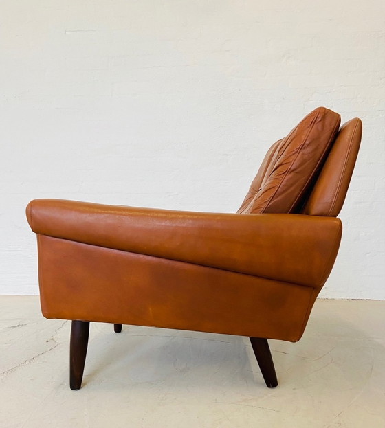 Image 1 of Vintage Retro Deense Mid Century Svend Skipper Club Chair In Cognac Leer 60S