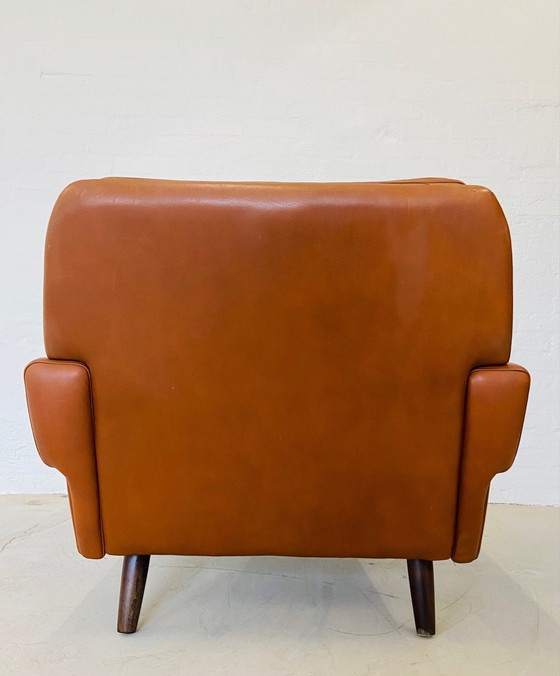 Image 1 of Vintage Retro Deense Mid Century Svend Skipper Club Chair In Cognac Leer 60S