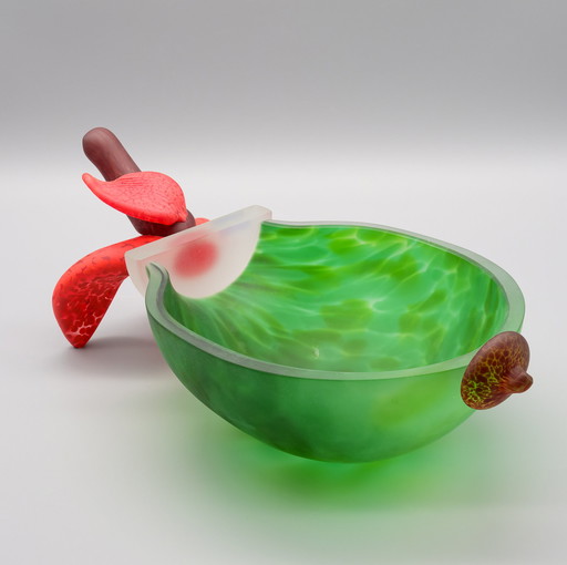 Vintage jaren '90 Duits ontwerp Borowski Studio Line Art-Glass "Apple" Schaal Sculptuur