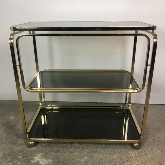 Image 1 of Vintage verguld metalen trolley, Italië 1980