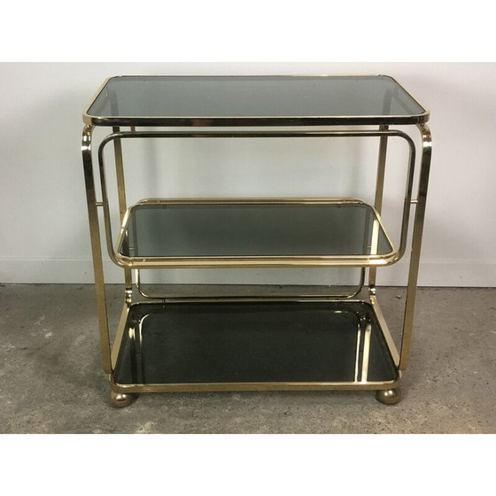 Image 1 of Vintage verguld metalen trolley, Italië 1980