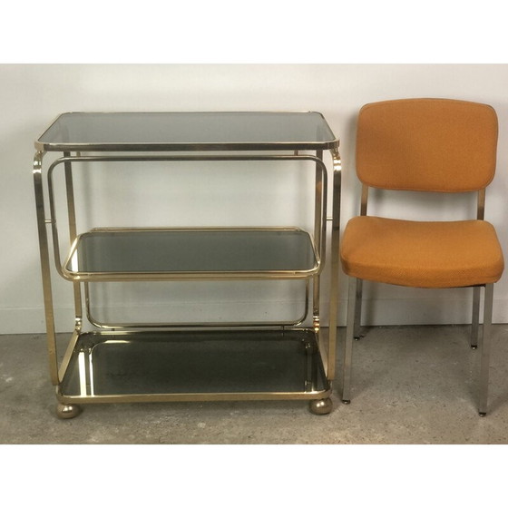 Image 1 of Vintage verguld metalen trolley, Italië 1980