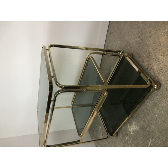 Image 1 of Vintage verguld metalen trolley, Italië 1980