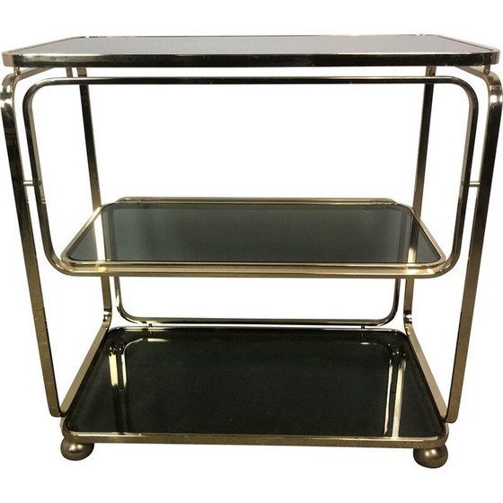 Image 1 of Vintage verguld metalen trolley, Italië 1980