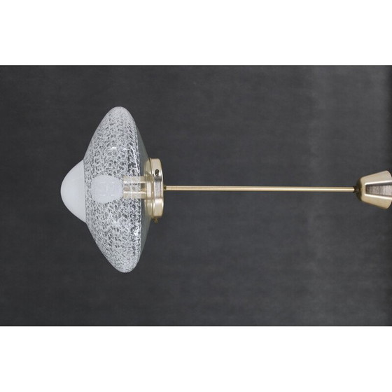 Image 1 of Vintage hanglamp van glas en messing, Tsjecho-Slowakije 1970