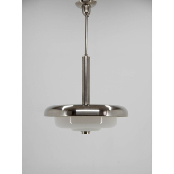 Image 1 of Vintage Bauhaus kroonluchter in opaline glas van Ias, jaren 1930