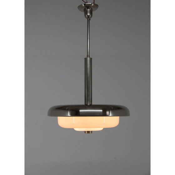 Image 1 of Vintage Bauhaus kroonluchter in opaline glas van Ias, jaren 1930