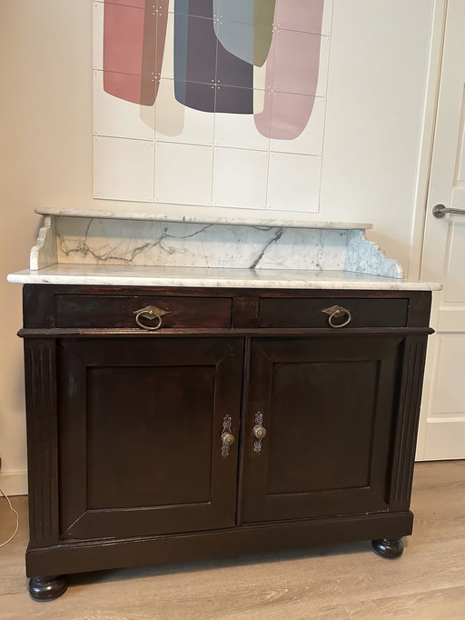 Vintage Dressoir Met Marmeren Blad