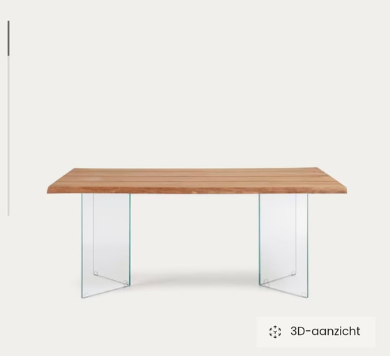 Image 1 of Tafel eiken met glazen poten